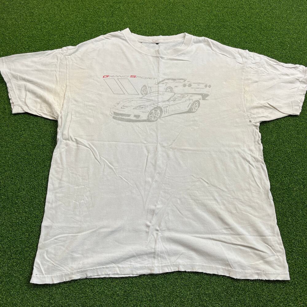 Vintage White C6 Corvette Grand Sport Graphic T-Shirt Sz XL